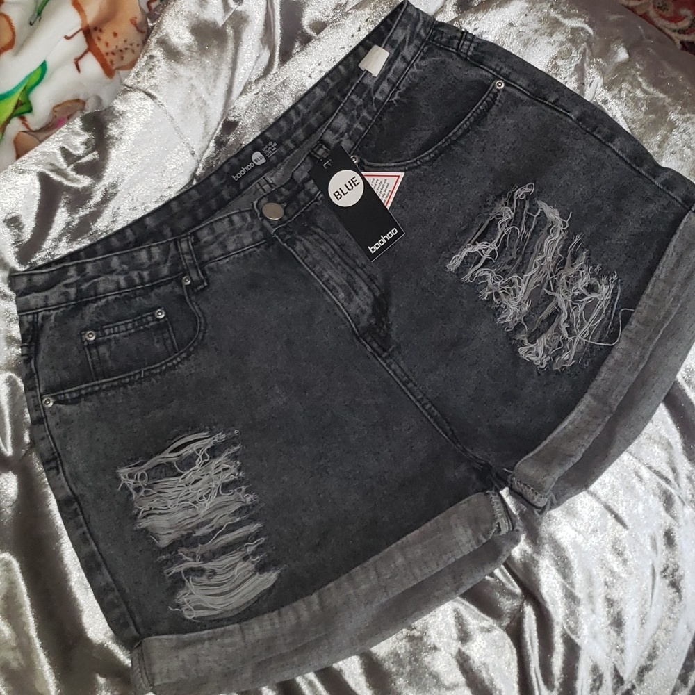High Rise Denim Shorts | Boohoo | Size 14